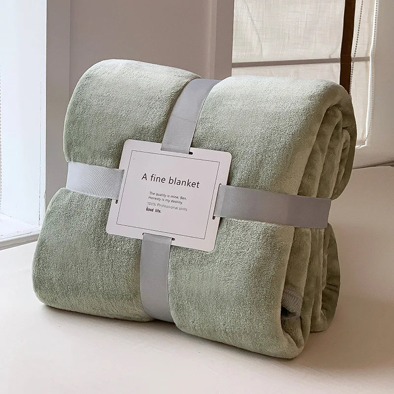 Plaid Vert de gris – Flanelle Douce et Légère - vue 1 | Aolina