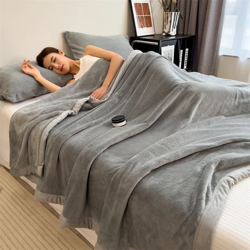 Plaid Gris – Velours Doux et Chaud Uni - vue 1 | Aolina