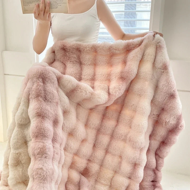 Plaid Poudré – Fausse Fourrure Moelleuse Double Face - vue 3 | Aolina