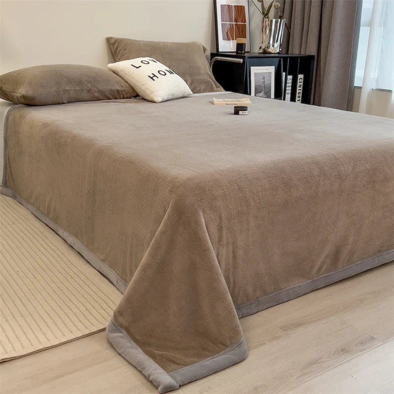 Plaid Taupe – Velours Doux et Chaud Uni - vue 5 | Aolina