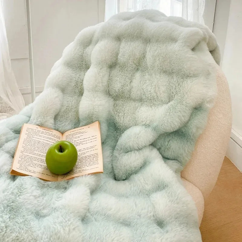 Plaid Menthe – Fausse Fourrure Moelleuse Double Face - vue 1 | Aolina