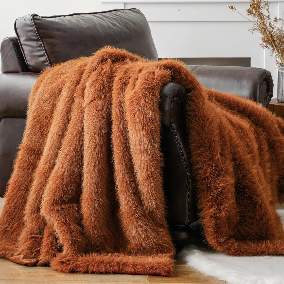 Plaid Terracotta – Fausse Fourrure Douce à Poils Longs - vue 1 | Aolina