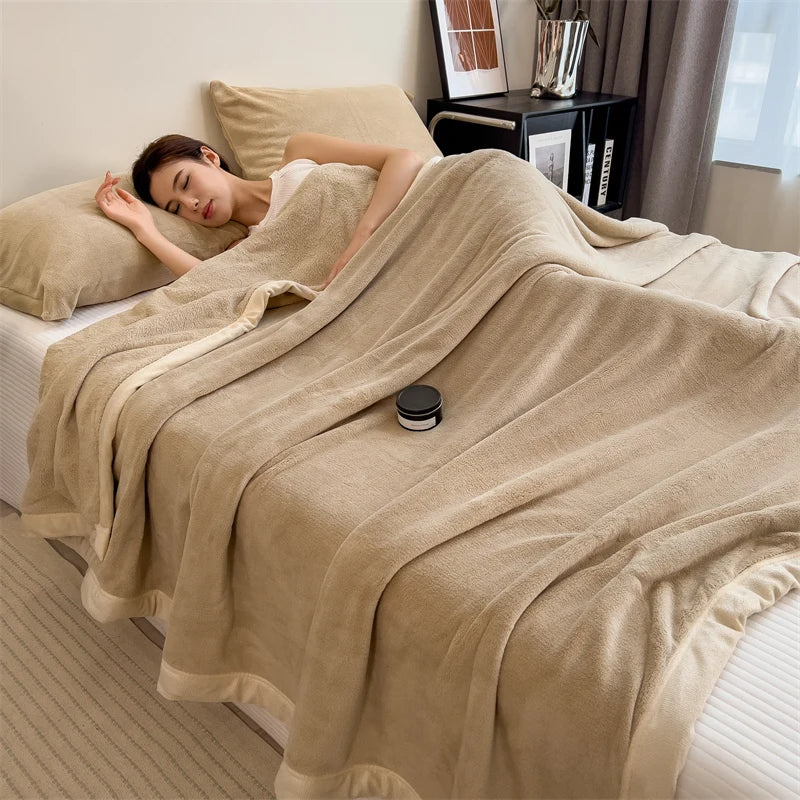 Plaid Camel – Velours Doux et Chaud Uni - vue 1 | Aolina