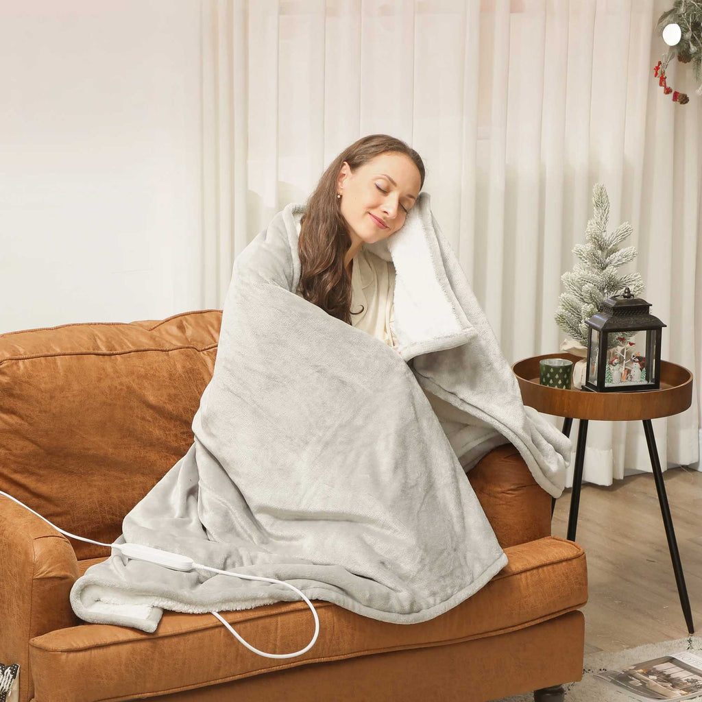 Plaid Chauffant Gris – Température Réglable - vue 3 | Aolina