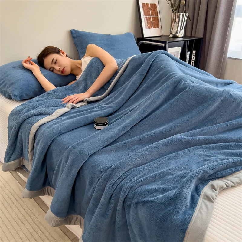 Plaid Bleu – Velours Doux et Chaud Uni - vue 1 | Aolina