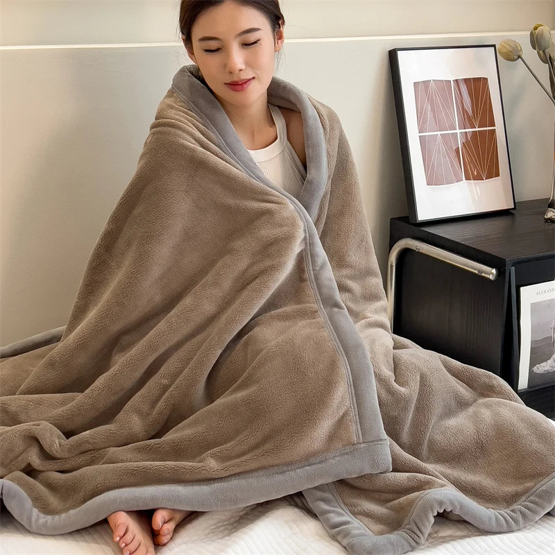 Plaid Taupe – Velours Doux et Chaud Uni - vue 3 | Aolina