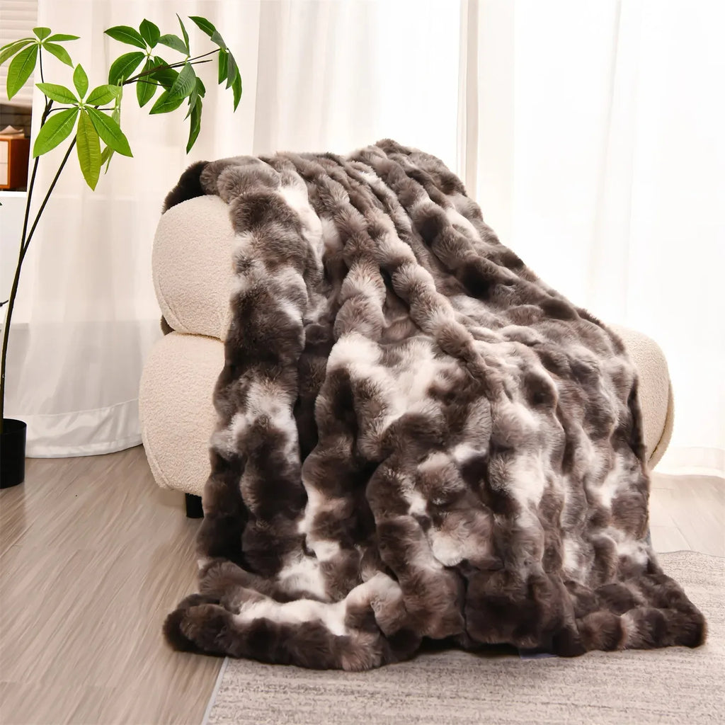 Plaid Marbré – Fausse Fourrure Moelleuse Double Face - vue 1 | Aolina
