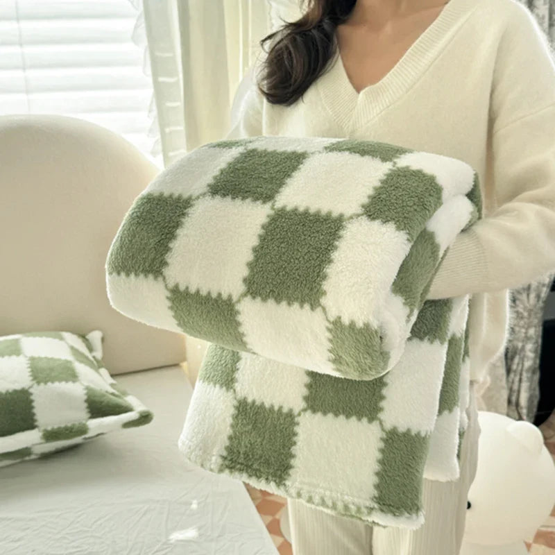 Plaid Vert – Polaire Douce à Carreaux - vue 1 | Aolina