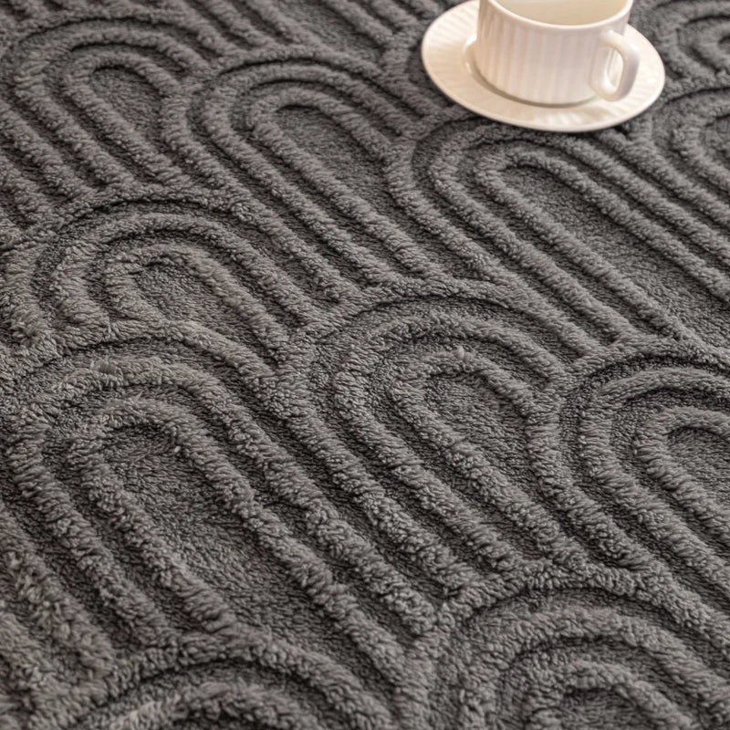 Plaid Gris – Polaire Douce à Motif Jacquard en Relief - vue 4 | Aolina