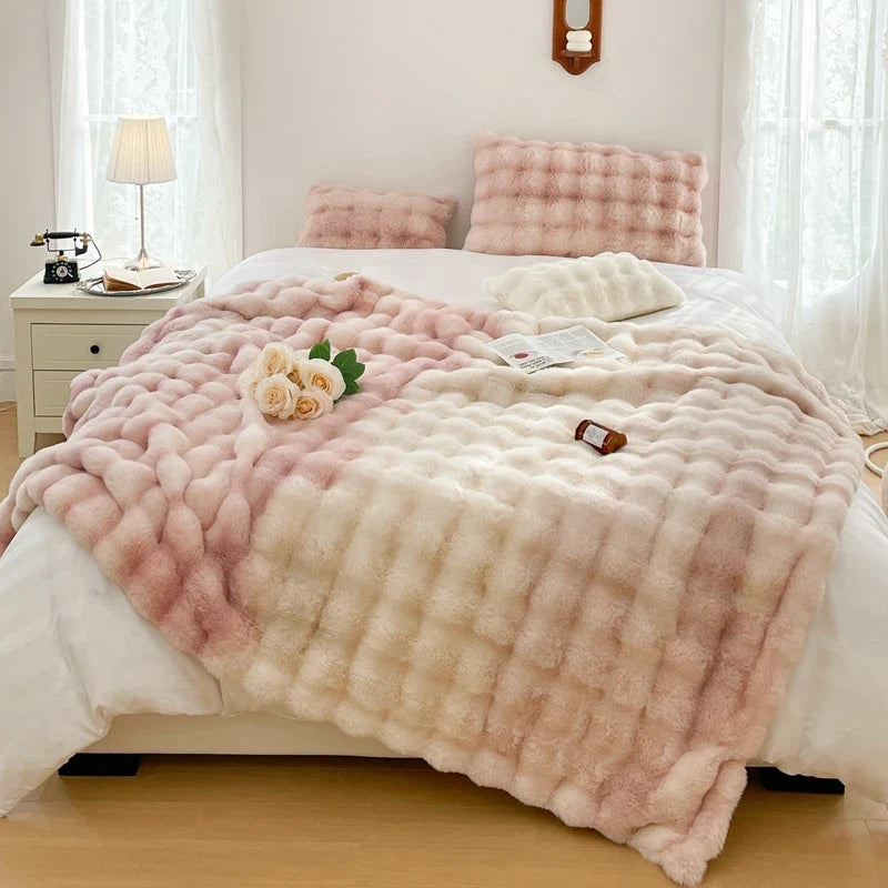 Plaid Poudré – Fausse Fourrure Moelleuse Double Face - vue 4 | Aolina