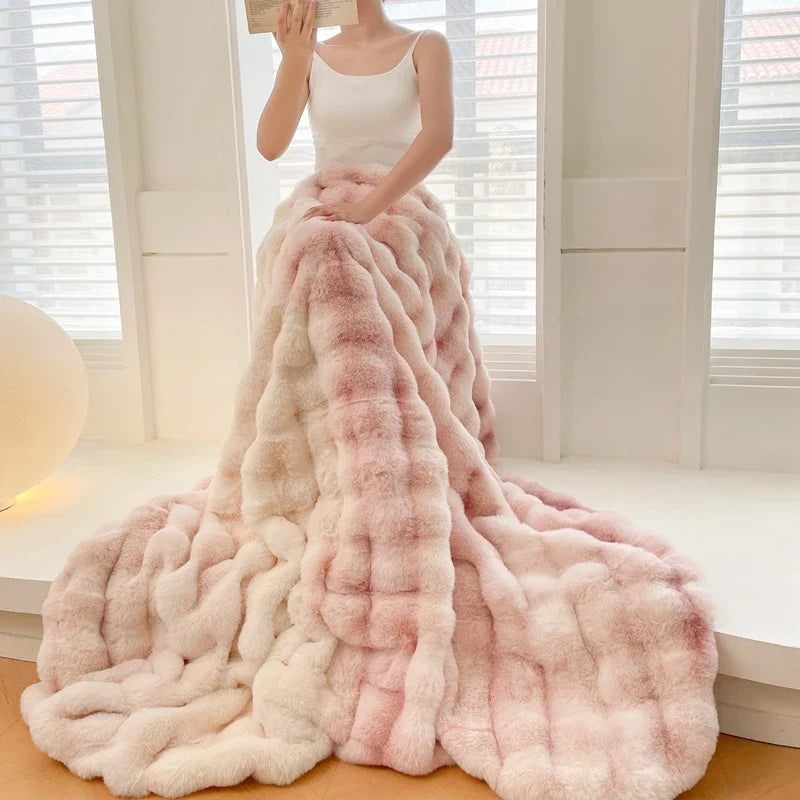 Plaid Poudré – Fausse Fourrure Moelleuse Double Face - vue 2 | Aolina