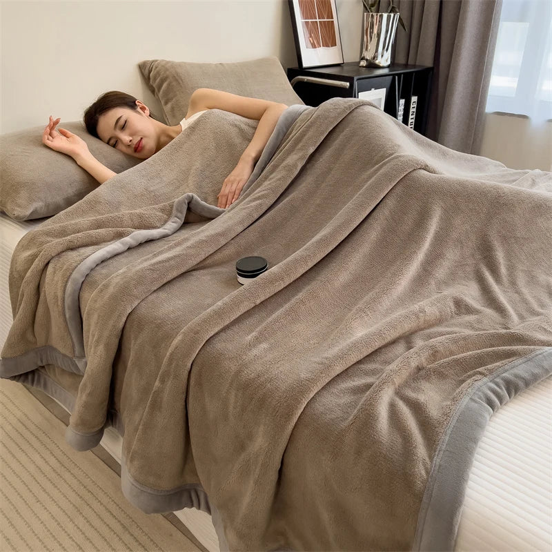 Plaid Taupe – Velours Doux et Chaud Uni - vue 1 | Aolina