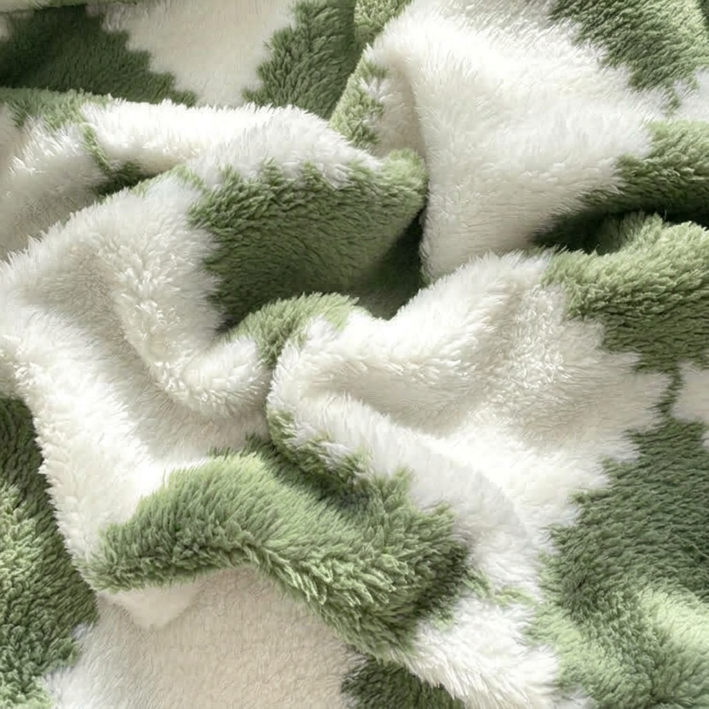Plaid Vert – Polaire Douce à Carreaux - vue 3 | Aolina