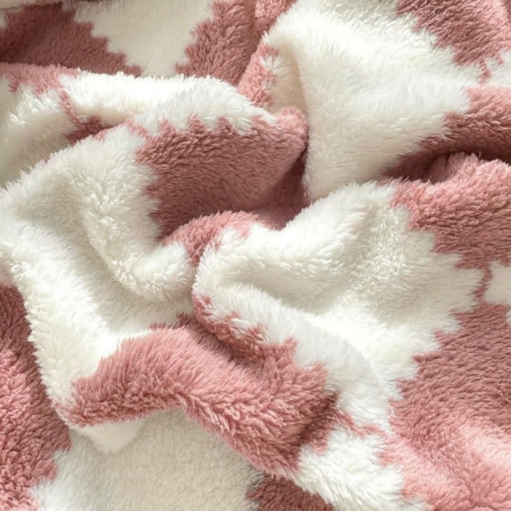 Plaid Rose – Polaire Douce à Carreaux - vue 4 | Aolina