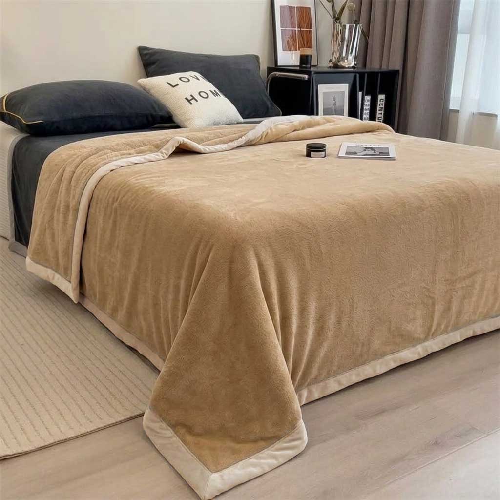 Plaid Camel – Velours Doux et Chaud Uni - vue 2 | Aolina