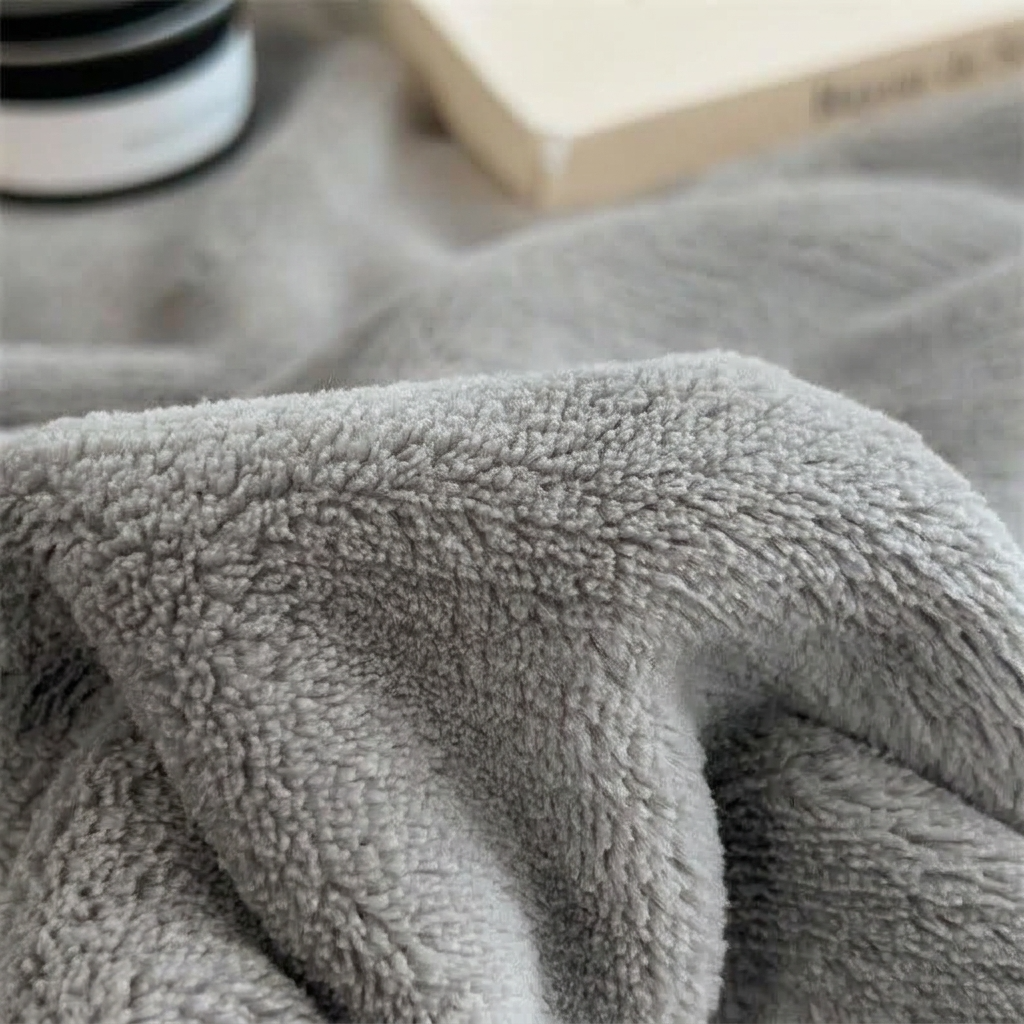 Plaid Gris – Velours Doux et Chaud Uni - vue 2 | Aolina