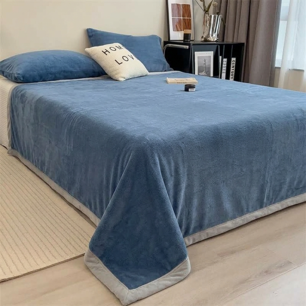Plaid Bleu – Velours Doux et Chaud Uni - vue 3 | Aolina
