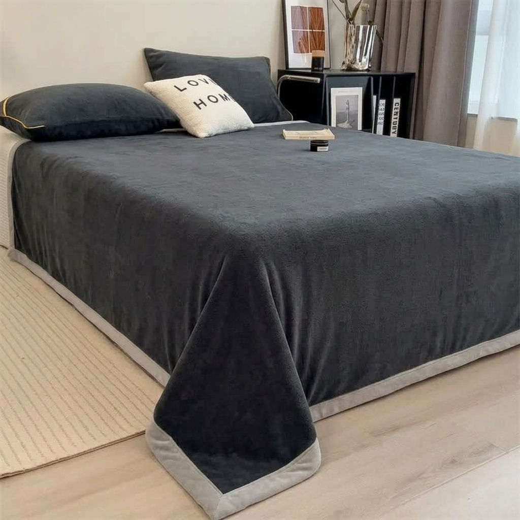 Plaid Anthracite – Velours Doux et Chaud Uni - vue 3 | Aolina