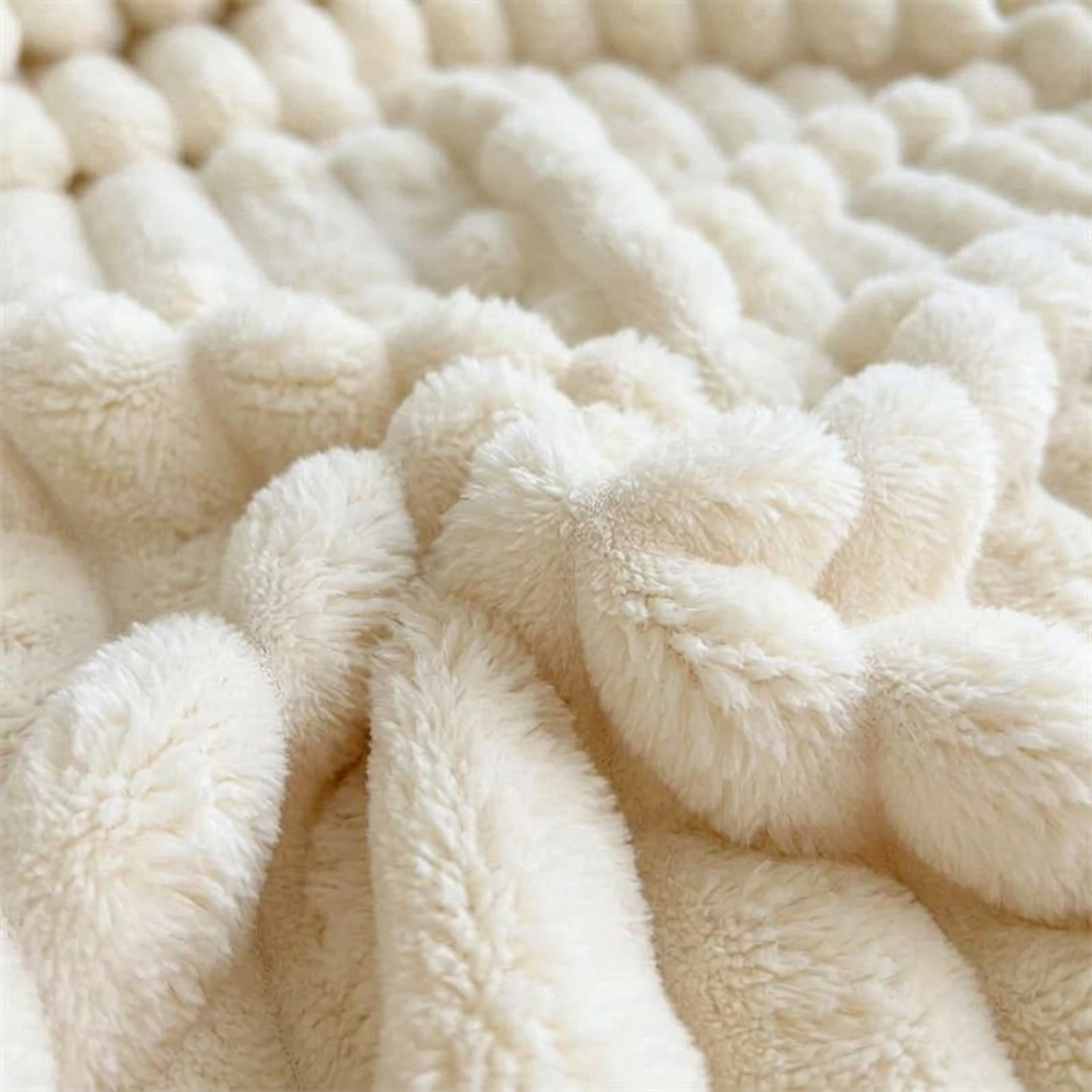Plaid Beige – Fausse Fourrure Côtelée Douce et Épaisse - vue 4 | Aolina