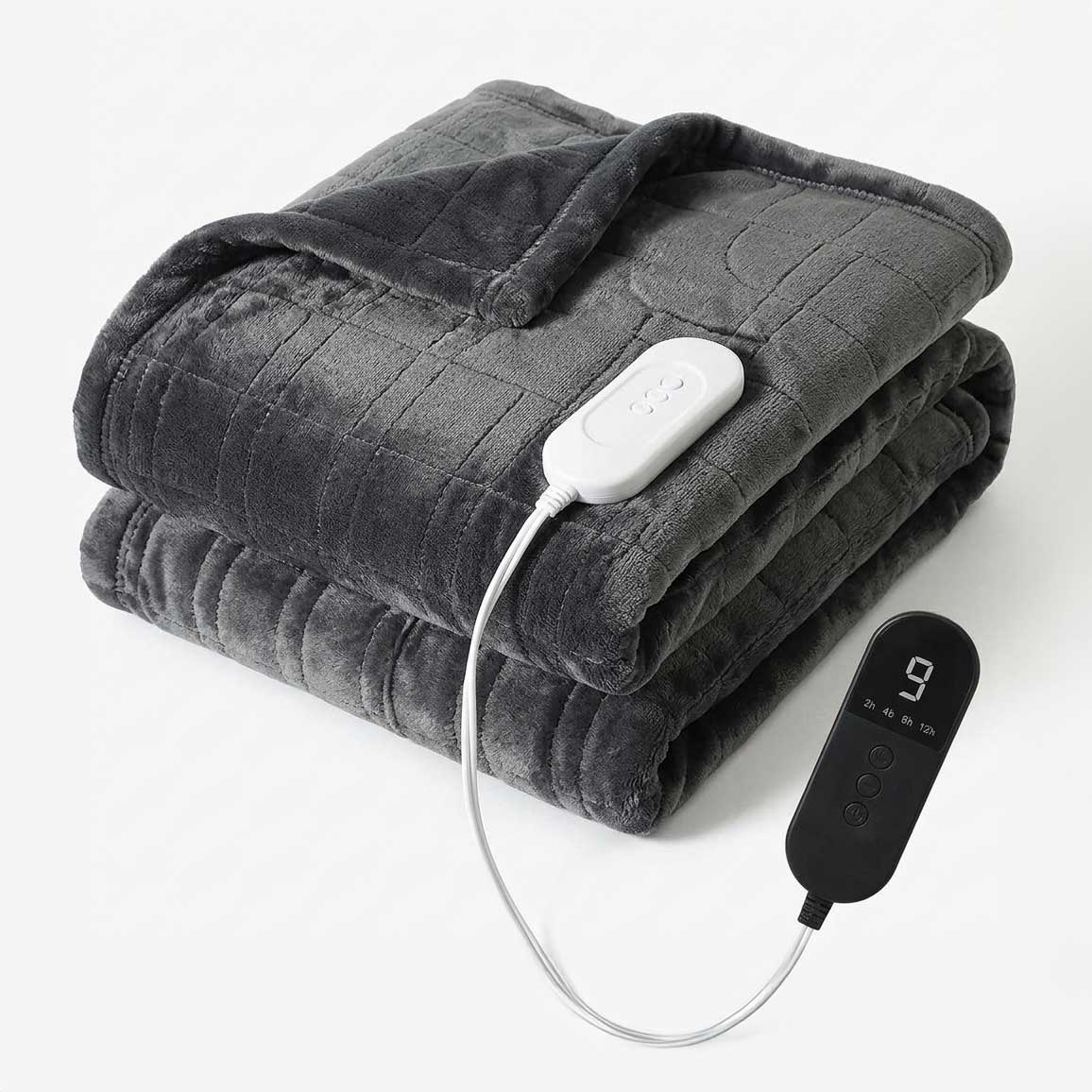 Plaid Chauffant Noir – 9 Niveaux de Chaleur - vue 2 | Aolina