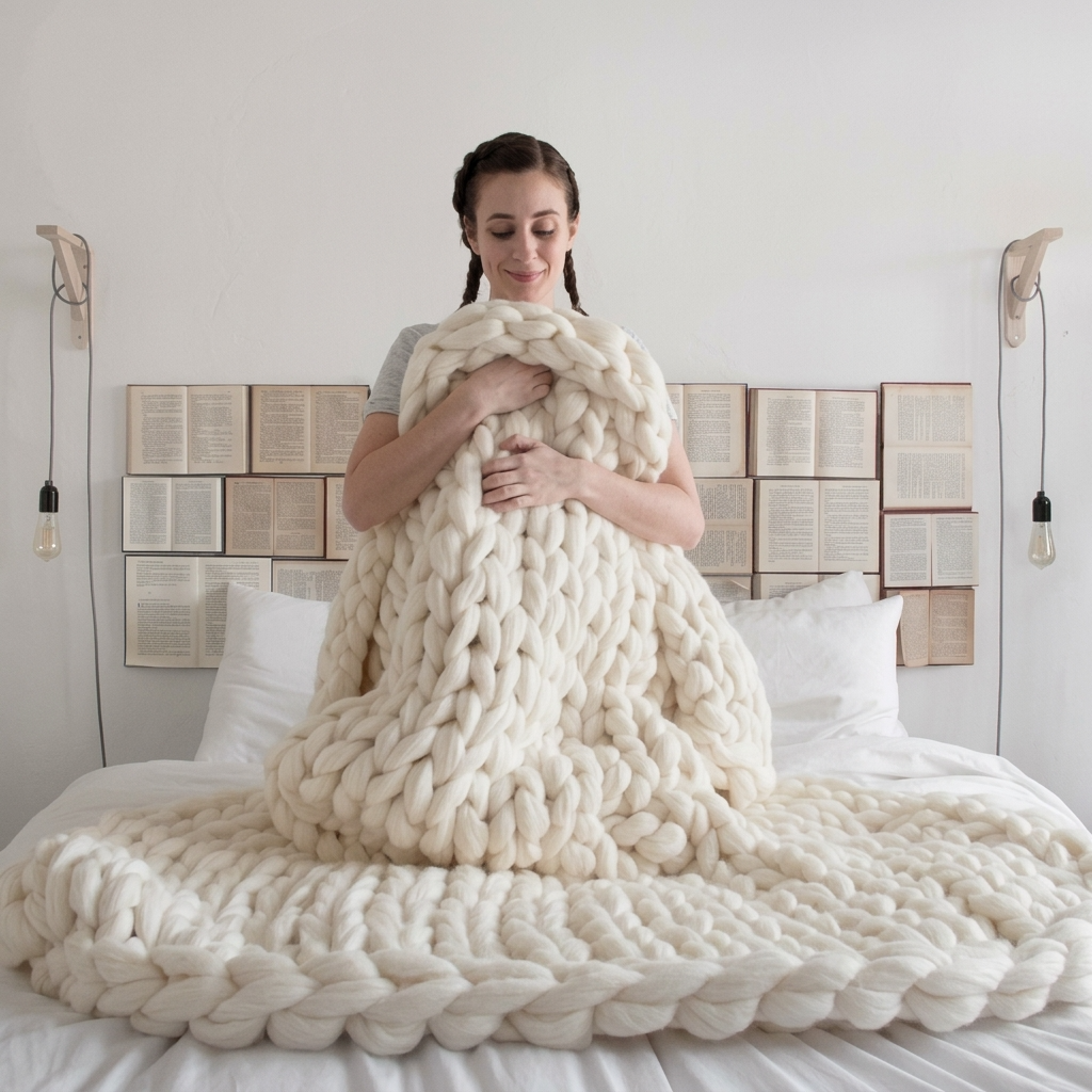 Plaid Blanc – 100 % Coton à Grosse Maille - vue 1 | Aolina
