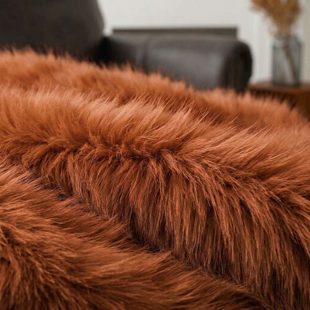 Plaid Terracotta – Fausse Fourrure Douce à Poils Longs - vue 4 | Aolina