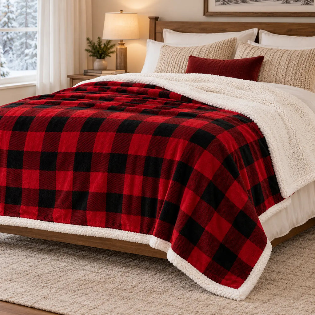 Plaid Écossais Doublé Sherpa