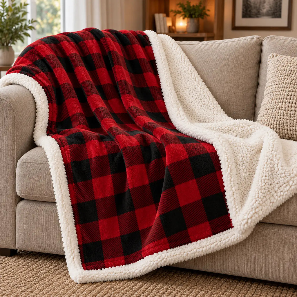 Plaid Écossais Doublé Sherpa