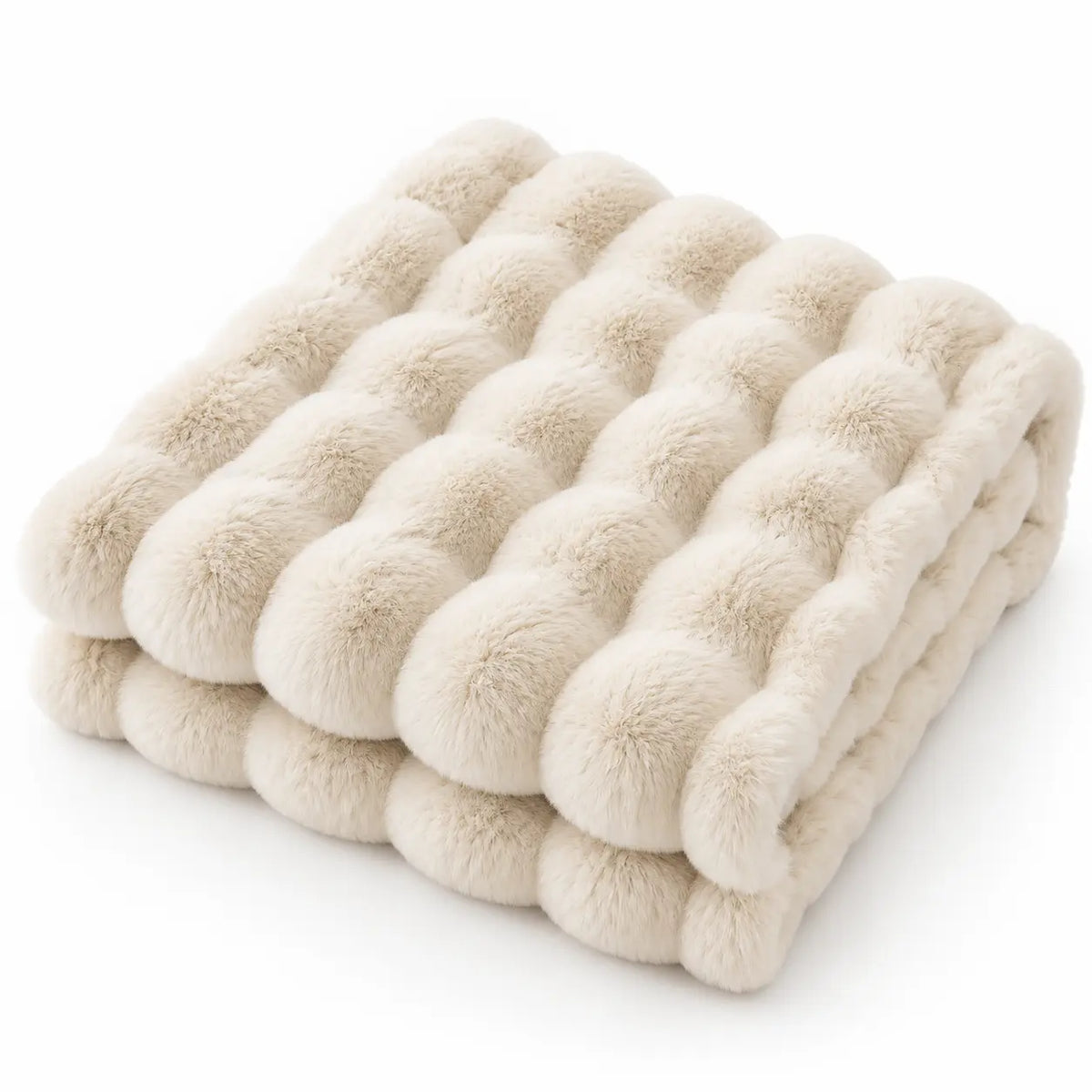 Plaid Cocooning Doux Fausse Fourrure en Relief