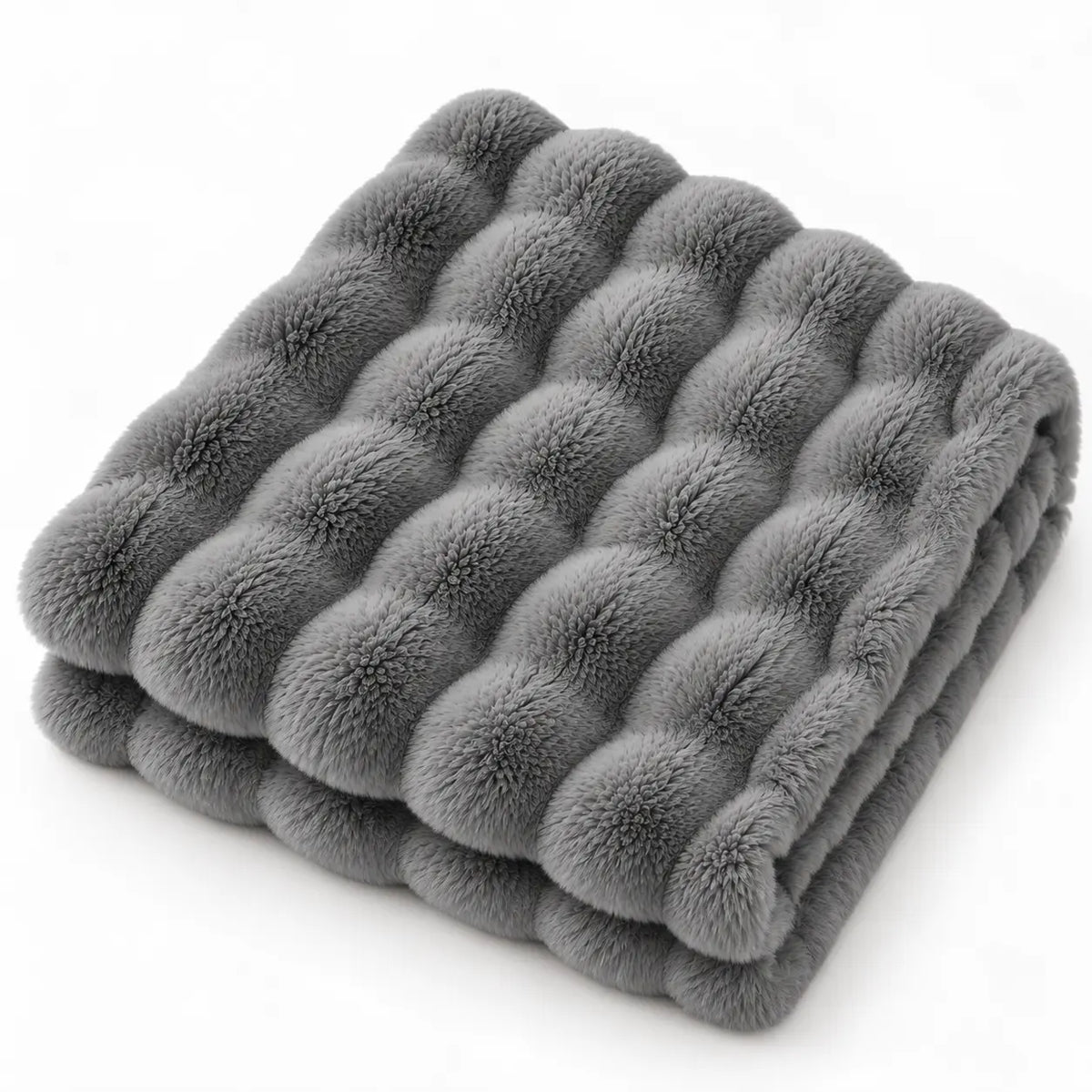 Plaid Cocooning Doux Fausse Fourrure en Relief