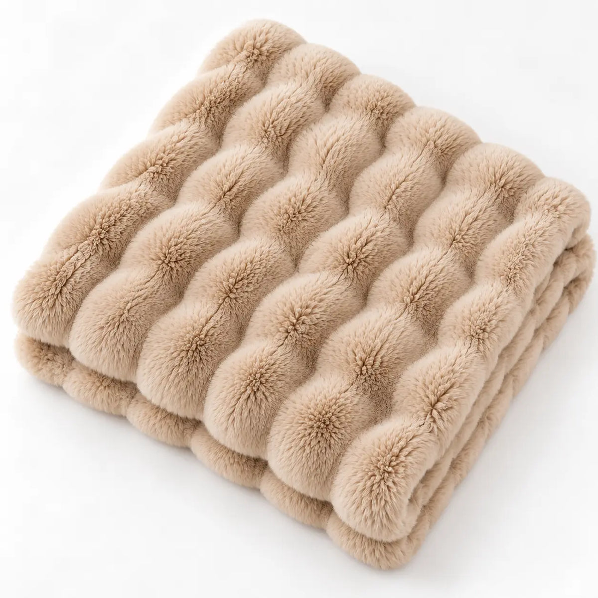 Plaid Cocooning Doux Fausse Fourrure en Relief