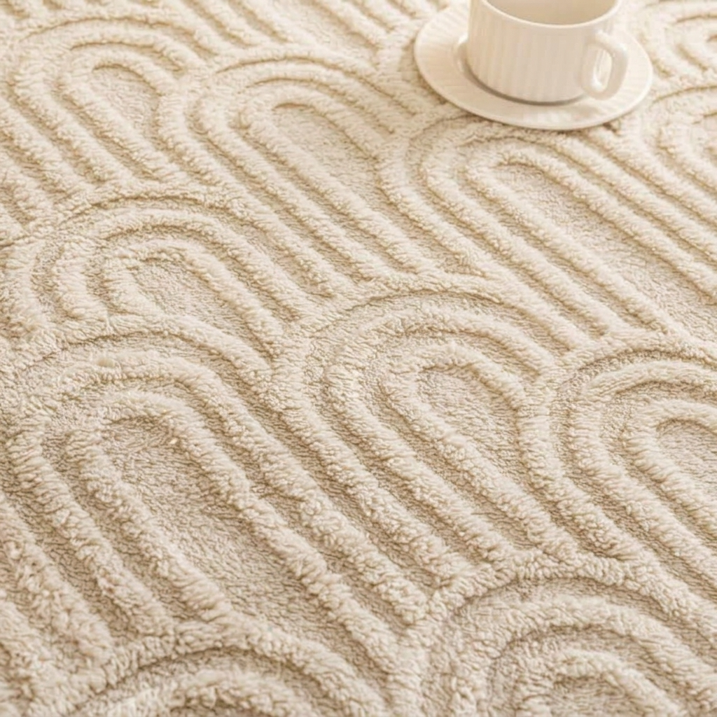 Plaid Écru – Polaire Douce à Motif Jacquard en Relief - vue 3 | Aolina