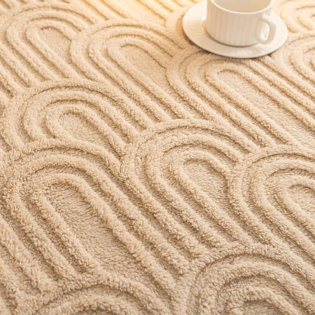 Plaid Beige – Polaire Douce à Motif Jacquard en Relief - vue 2 | Aolina