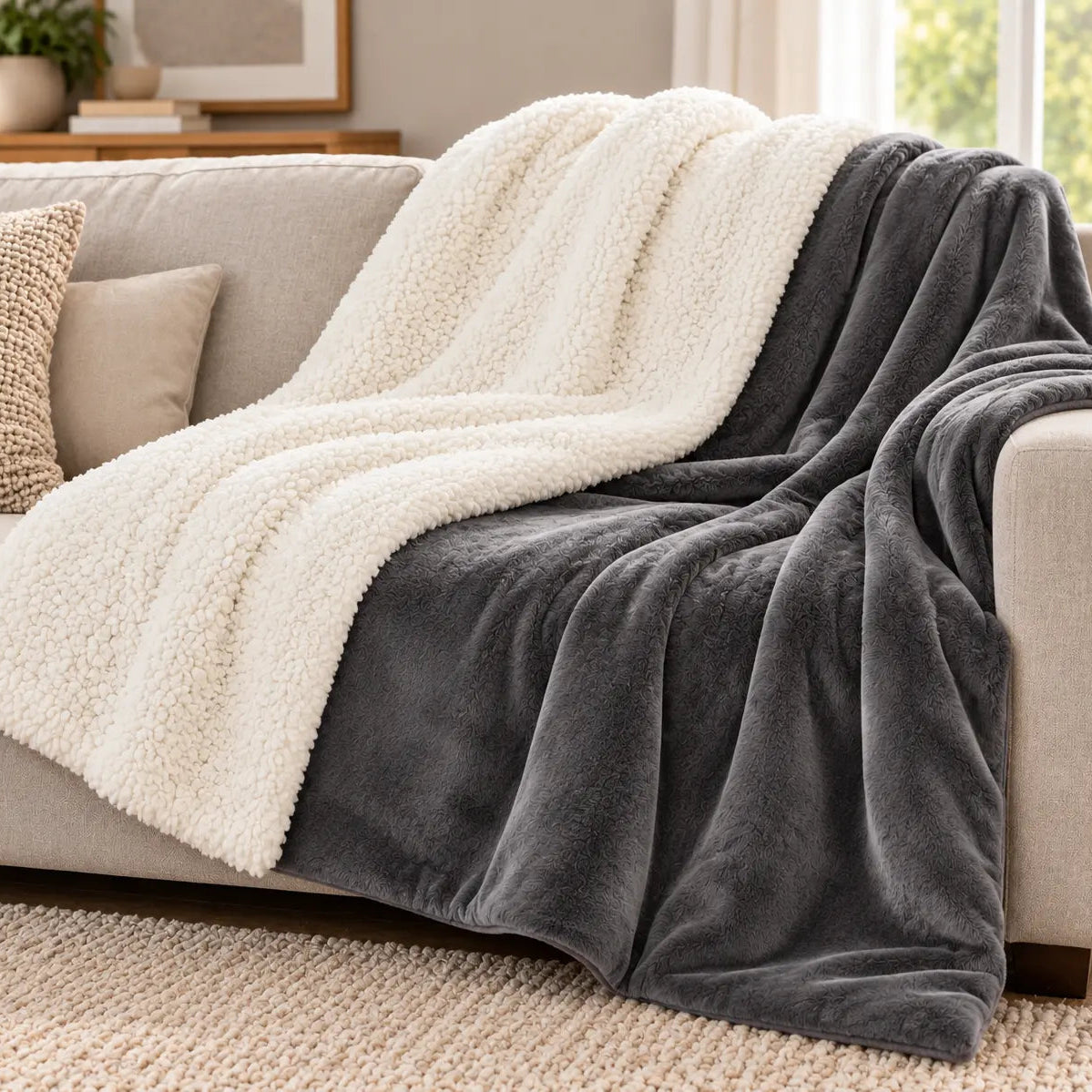 Plaid Sherpa Chaud Réversible