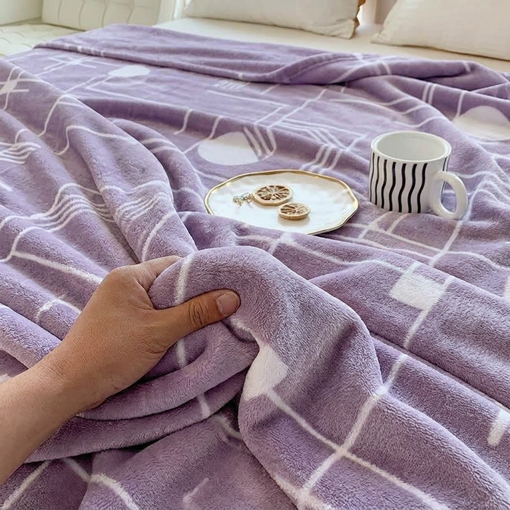 Plaid Mauve – Flanelle Douce et Légère - vue 4 | Aolina