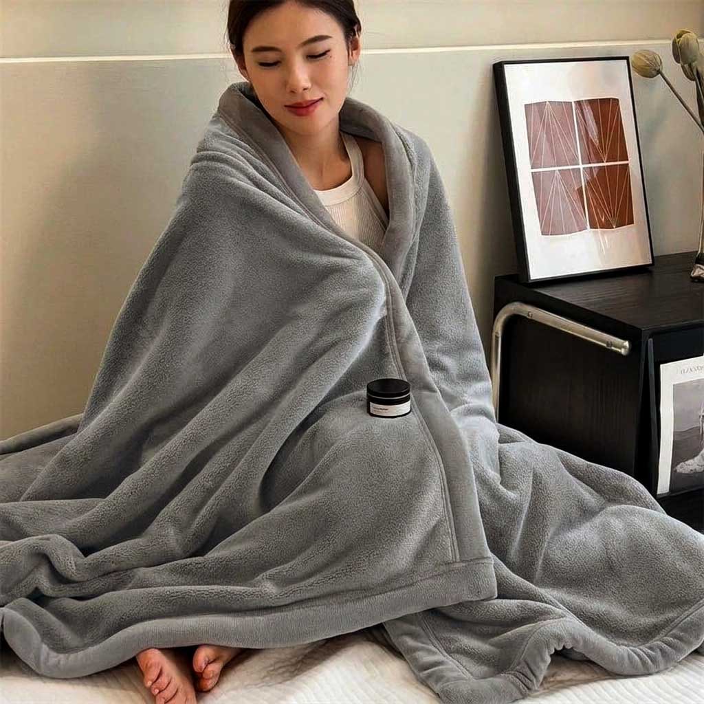 Plaid Gris – Velours Doux et Chaud Uni - vue 4 | Aolina