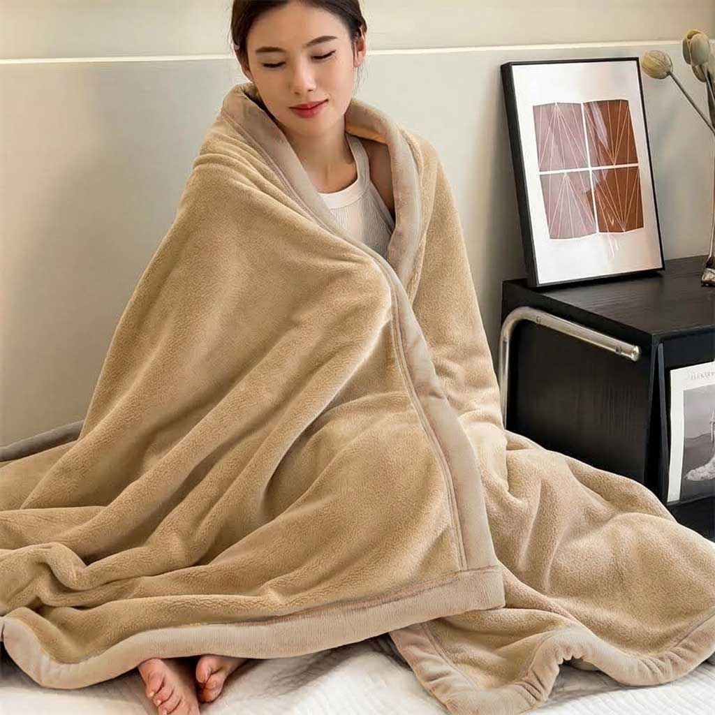Plaid Camel – Velours Doux et Chaud Uni - vue 3 | Aolina