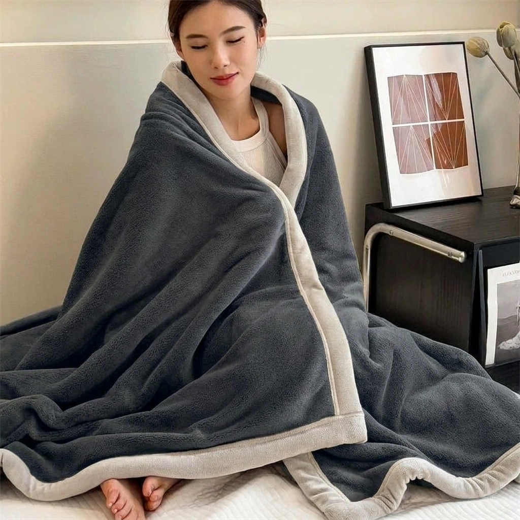 Plaid Anthracite – Velours Doux et Chaud Uni - vue 4 | Aolina