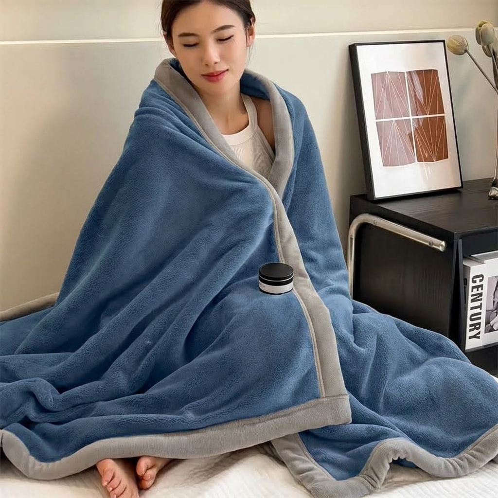 Plaid Bleu – Velours Doux et Chaud Uni - vue 4 | Aolina