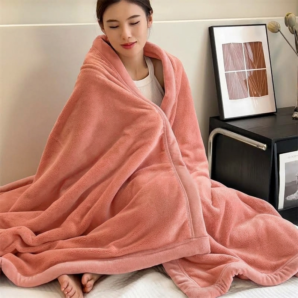 Plaid Corail – Velours Doux et Chaud Uni - vue 3 | Aolina