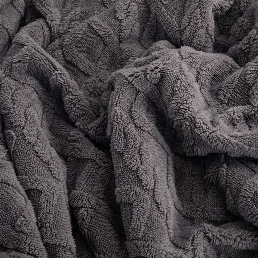 Plaid Gris – Polaire Sherpa à Motifs Géométriques - vue 4 | Aolina