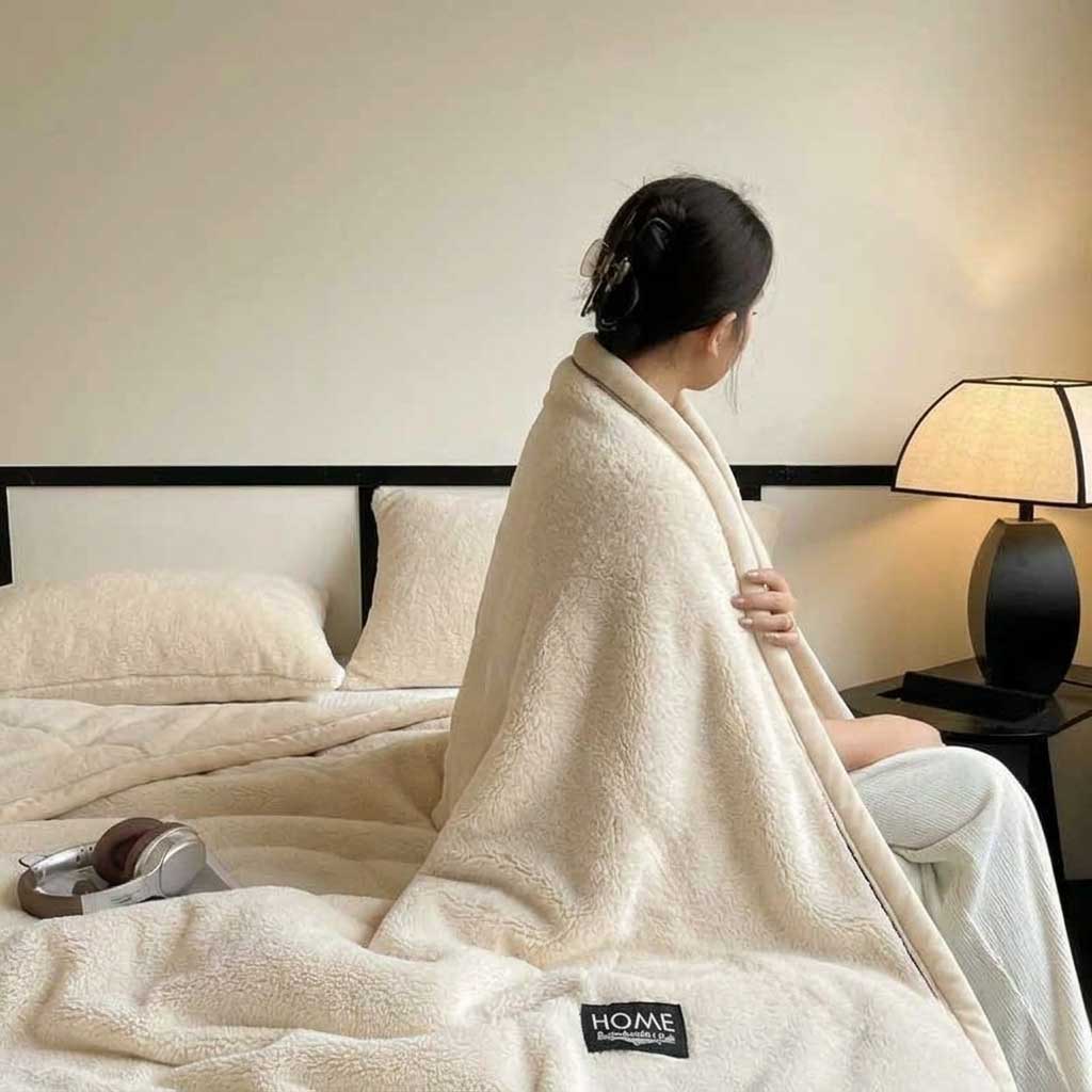Plaid Crème – Polaire Douce et Moelleuse Unie - vue 3 | Aolina