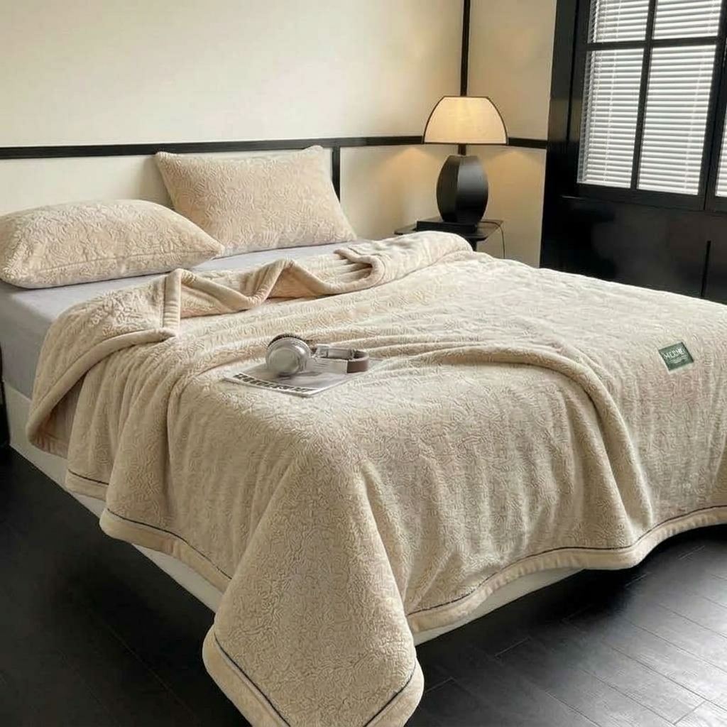 Plaid Beige – Polaire Douce et Moelleuse Unie - vue 3 | Aolina