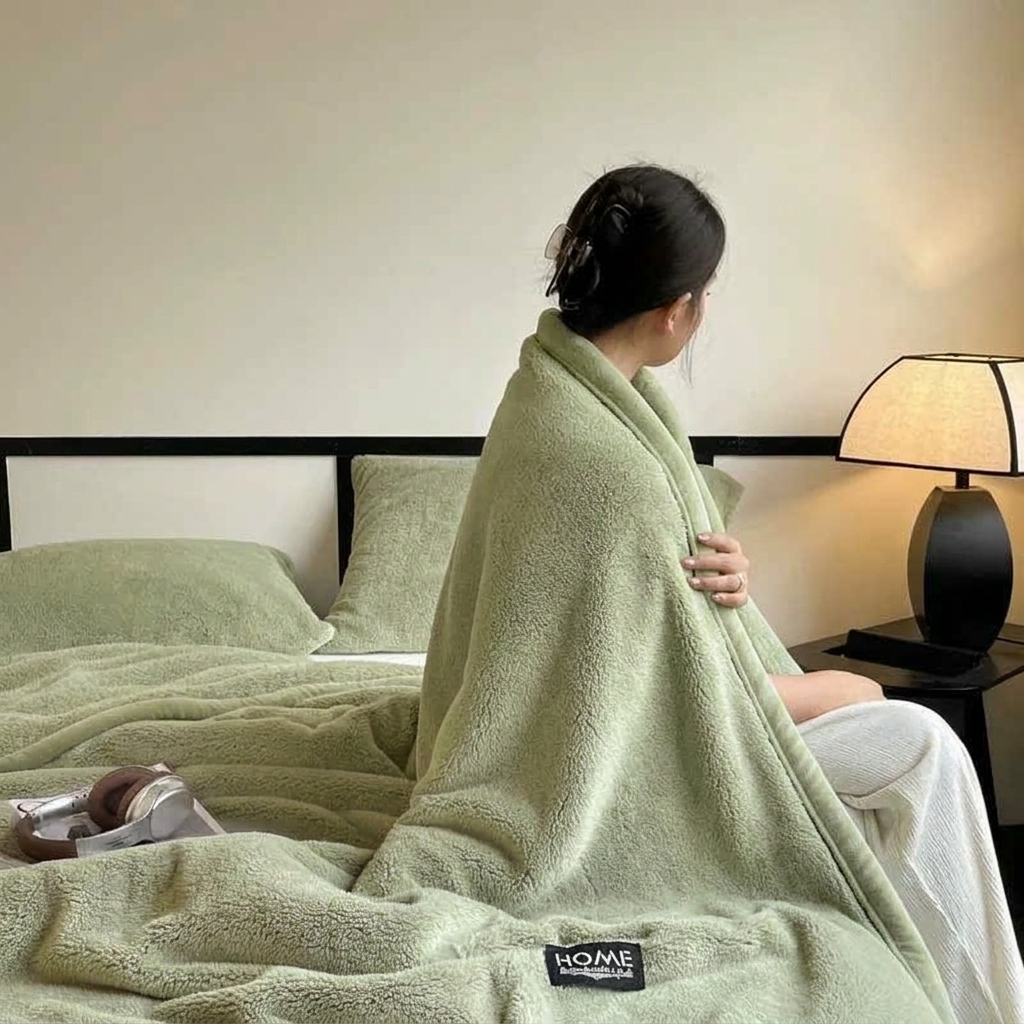 Plaid Vert – Polaire Douce et Moelleuse Unie - vue 5 | Aolina