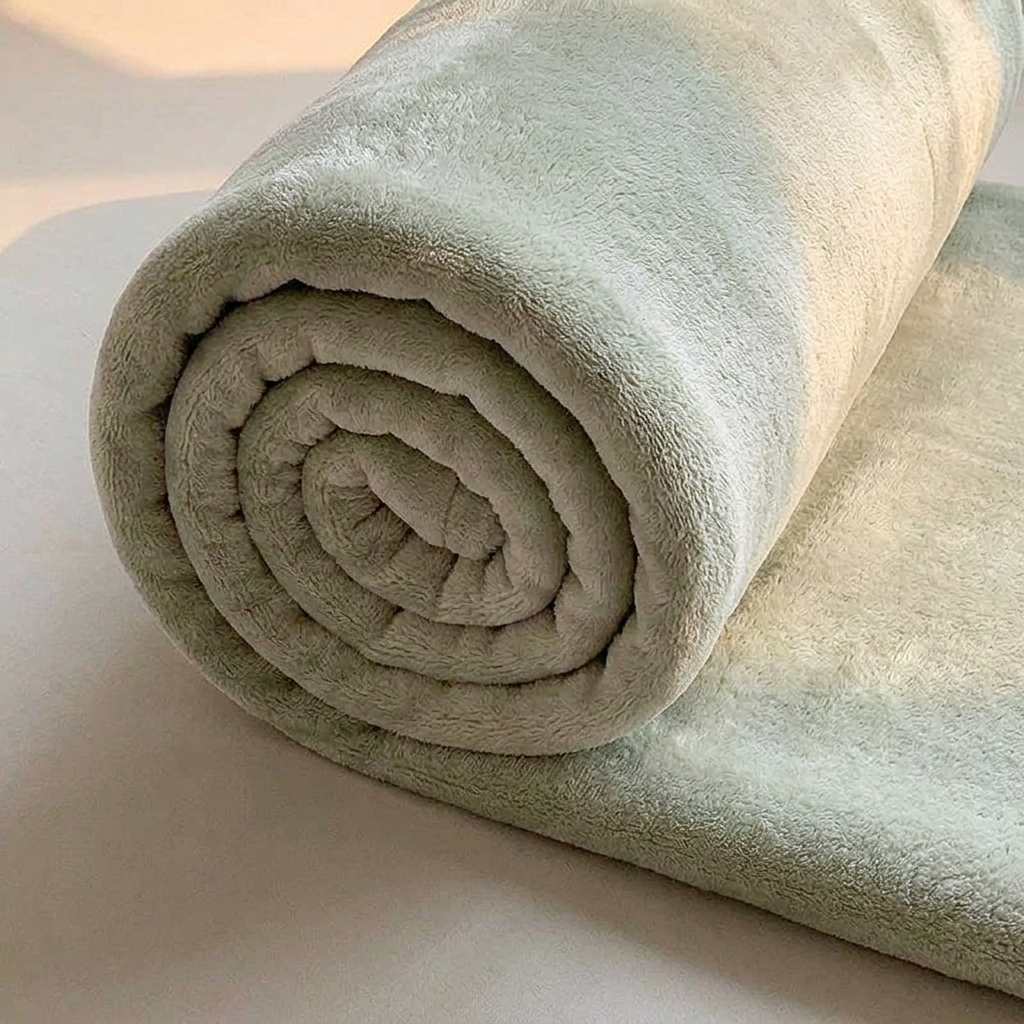 Plaid Vert de gris – Flanelle Douce et Légère - vue 2 | Aolina