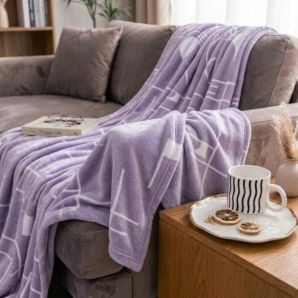 Plaid Mauve – Flanelle Douce et Légère - vue 3 | Aolina