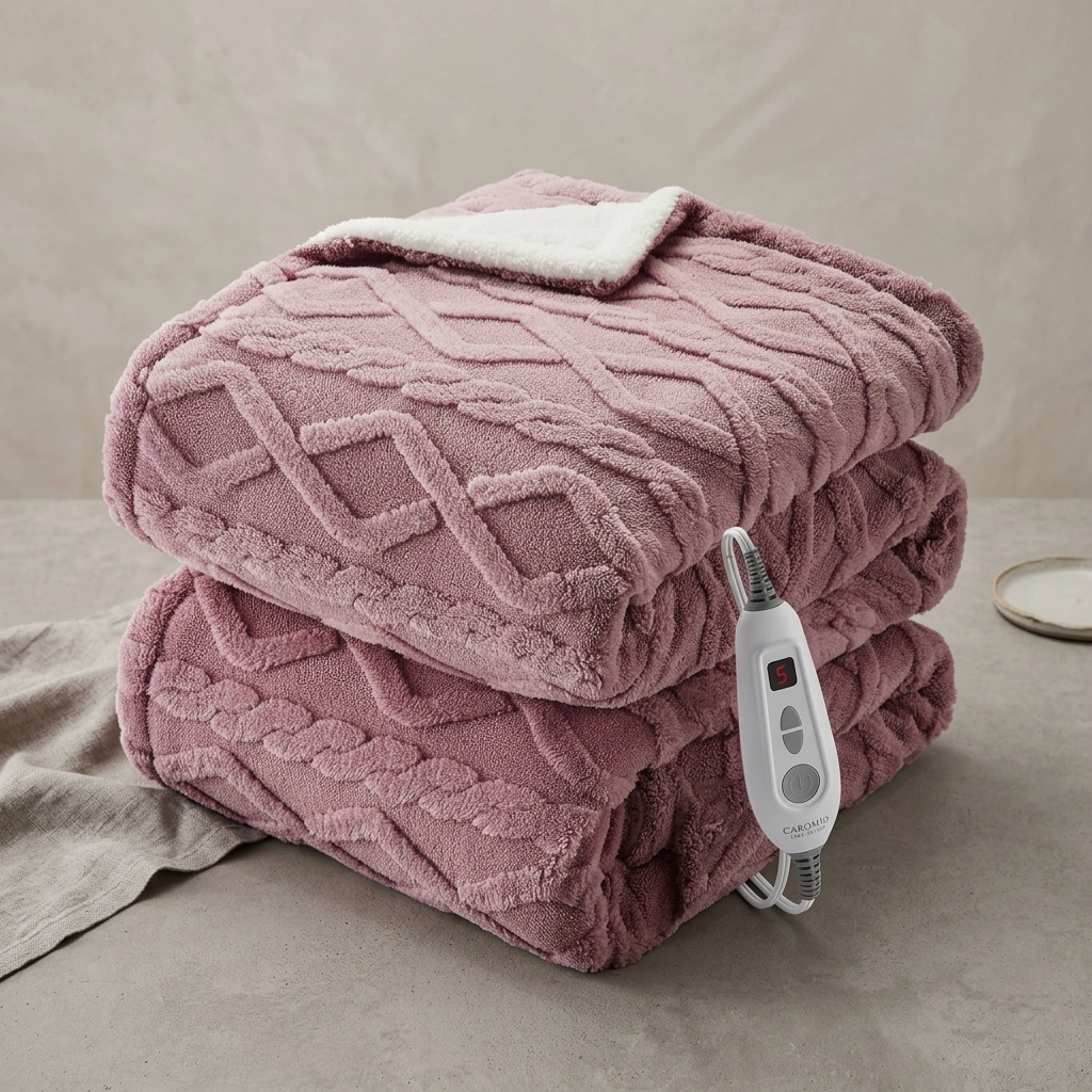Plaid Chauffant Rose – Sherpa à 6 Niveaux de Chaleur - vue 2 | Aolina