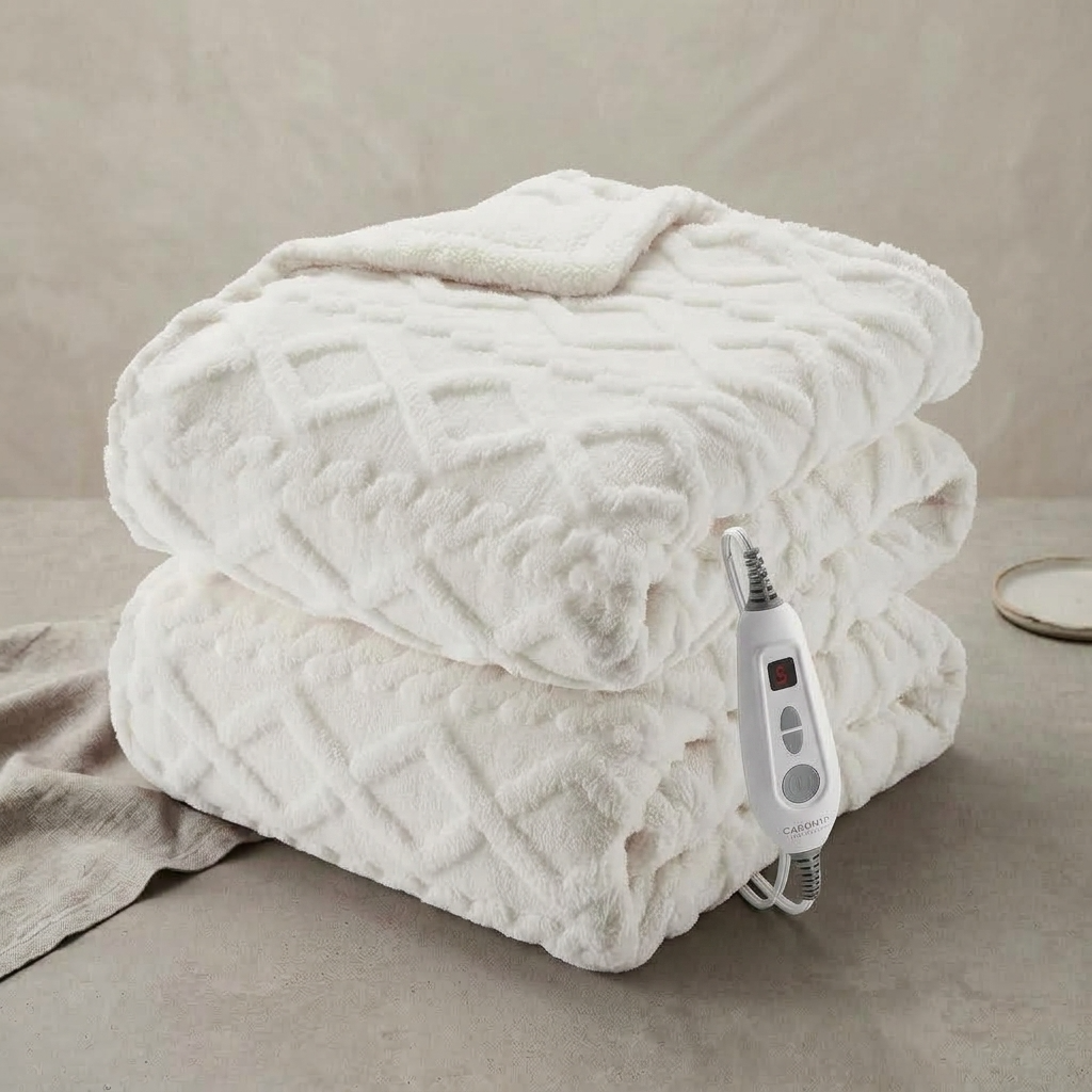 Plaid Chauffant Blanc – Sherpa à 6 Niveaux de Chaleur - vue 2 | Aolina