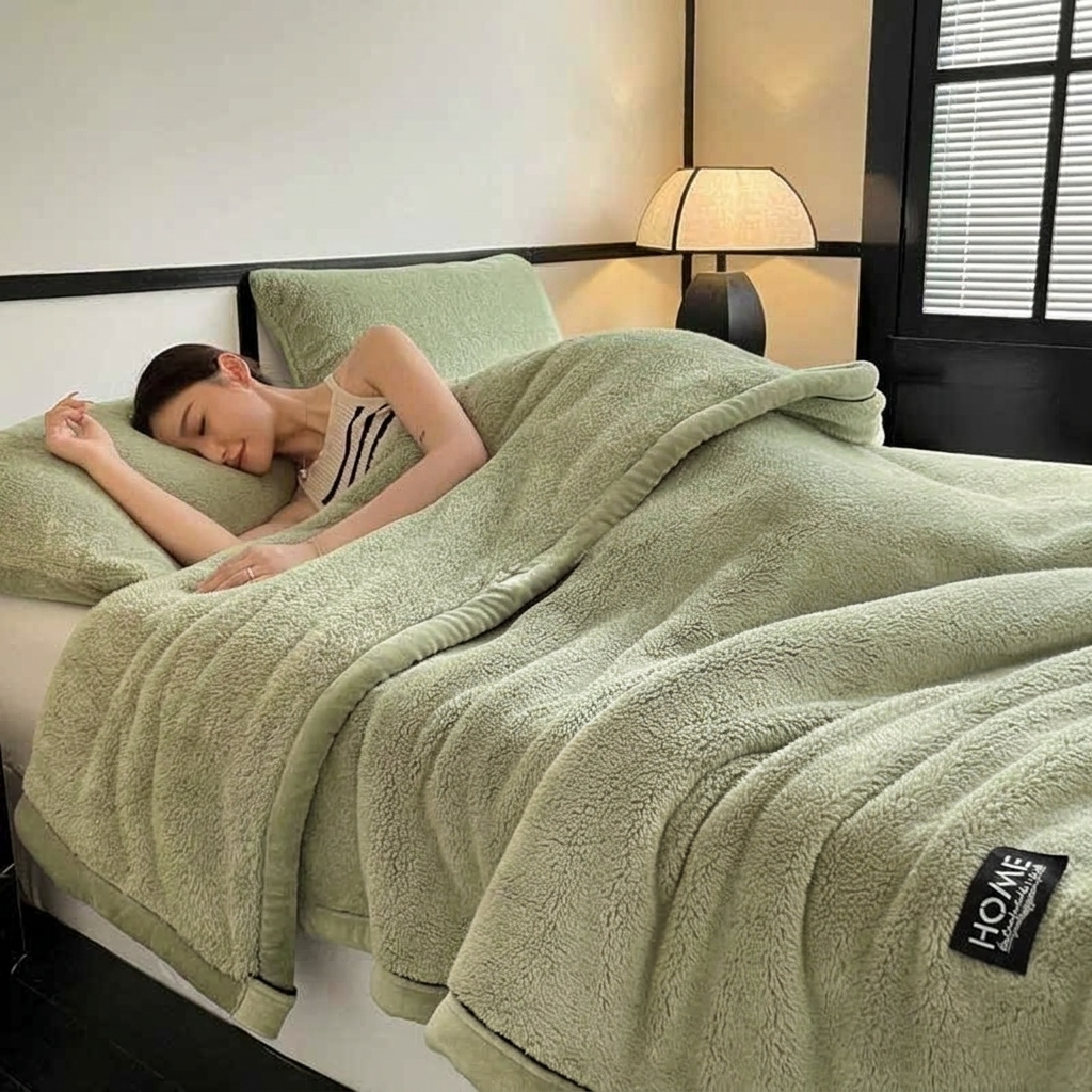 Plaid Vert – Polaire Douce et Moelleuse Unie - vue 3 | Aolina