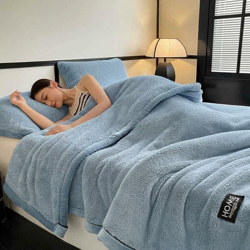 Plaid Bleu – Polaire Douce et Moelleuse Unie - vue 4 | Aolina